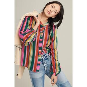 Bl-nk Sarama Striped Buttondown Blouse Top - S Novelty